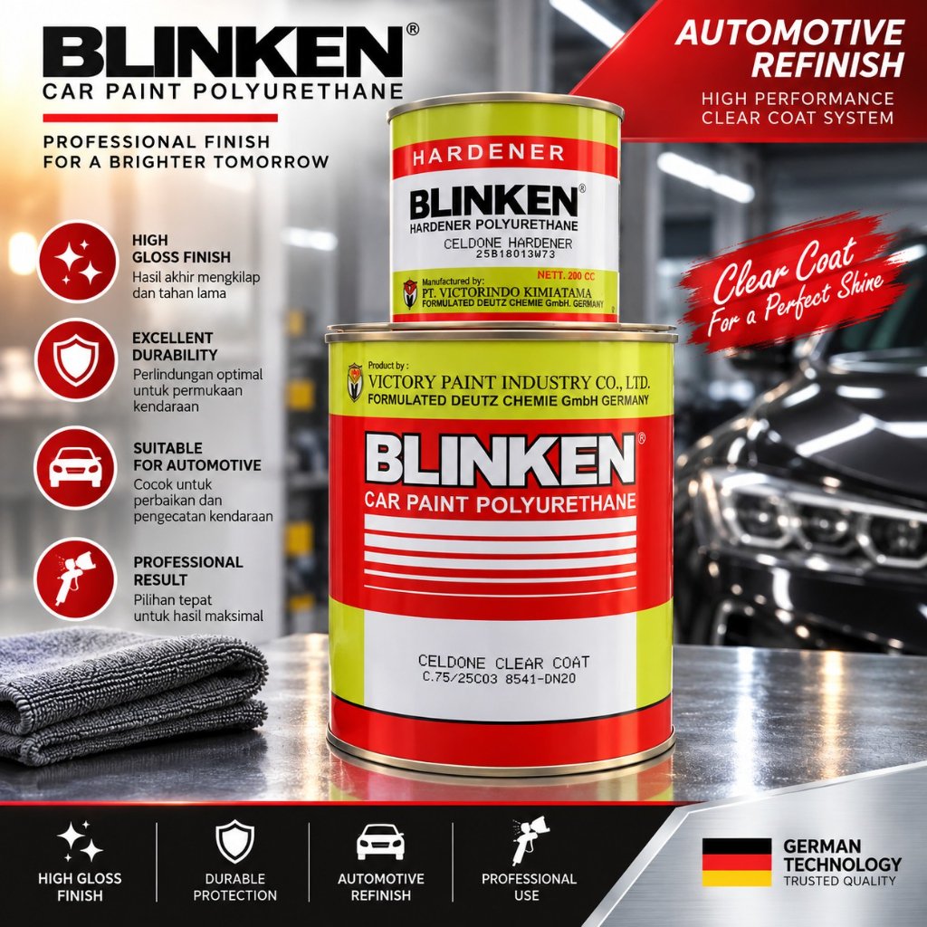 BLINKEN Celdone Clear Coat + Hardener Polyurethane – Cat Refinish Mobil Automotive