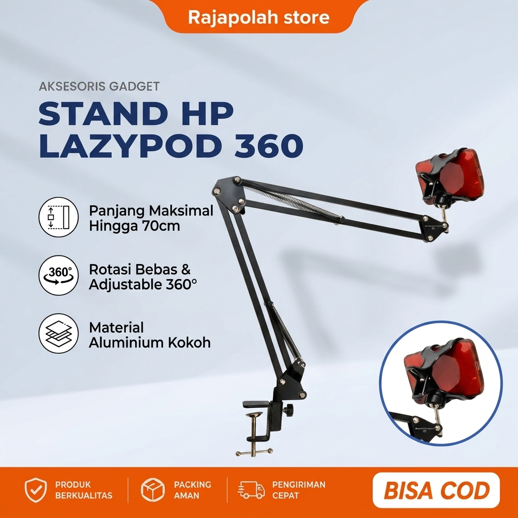 Stand Holder Untuk Tablet, Ipad,HP Model Boom Arm Table Lazypod Lazypad Stand Unboxing