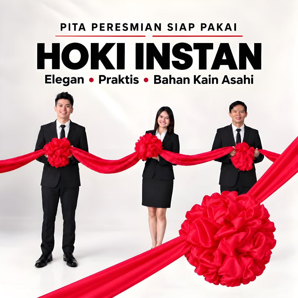 Pita peresmian kain asahi premium gunting pita opening pita satin Tille merah set gunting pita grand
