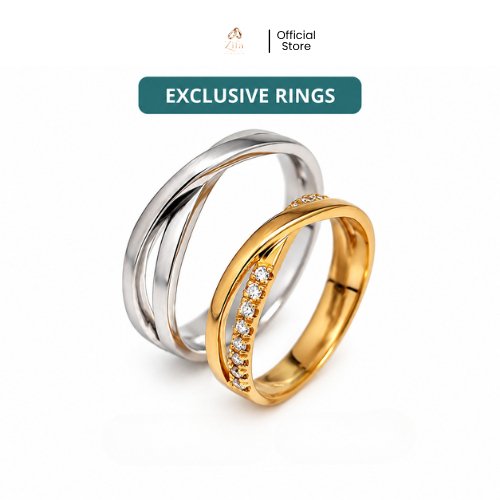 ZIFA WEDDING RING - Cincin Couple Emas Putih Model Elegan