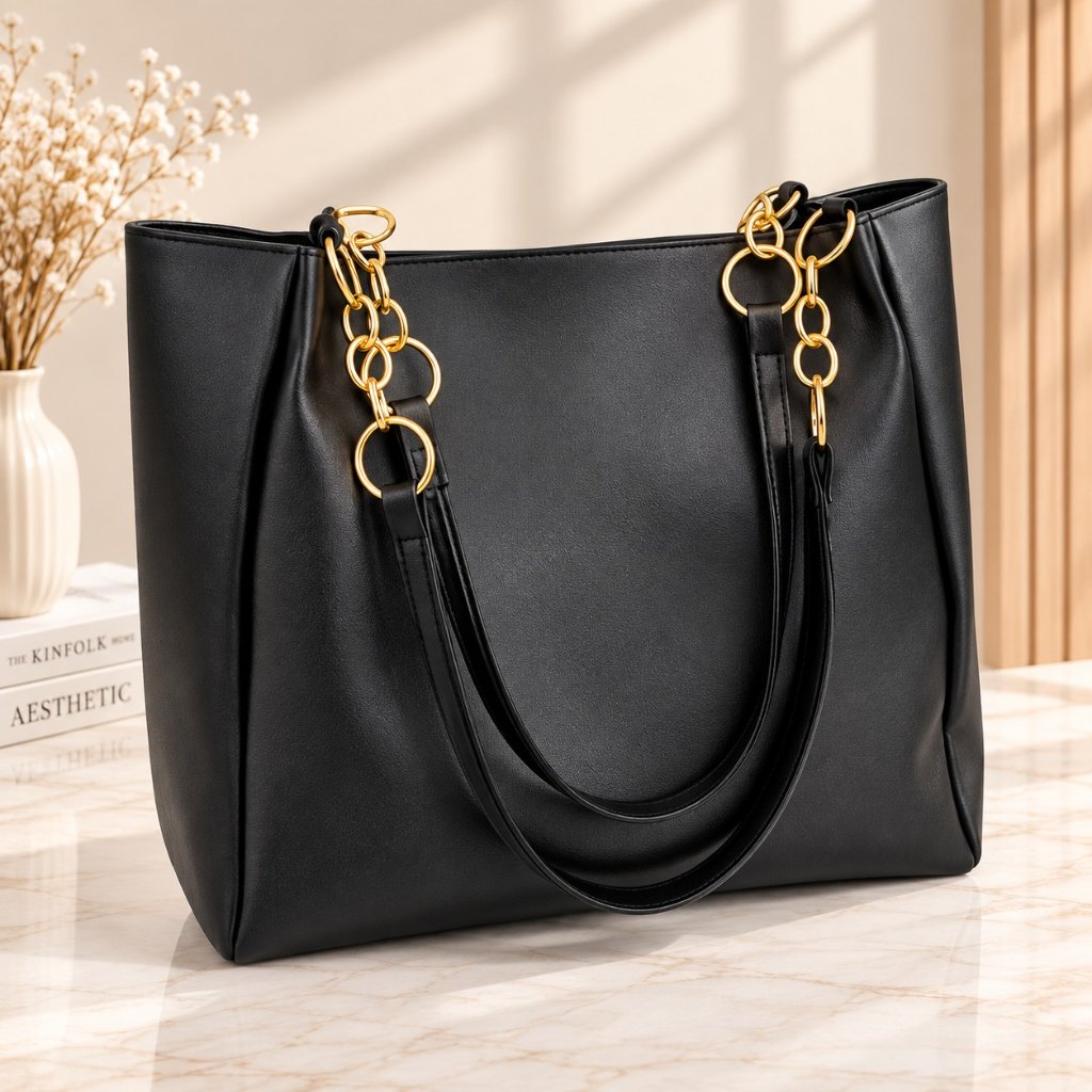 Tas Totebag tas wanita Kapasitas besar PU kulit Polos sederhana tas bisnis kantor