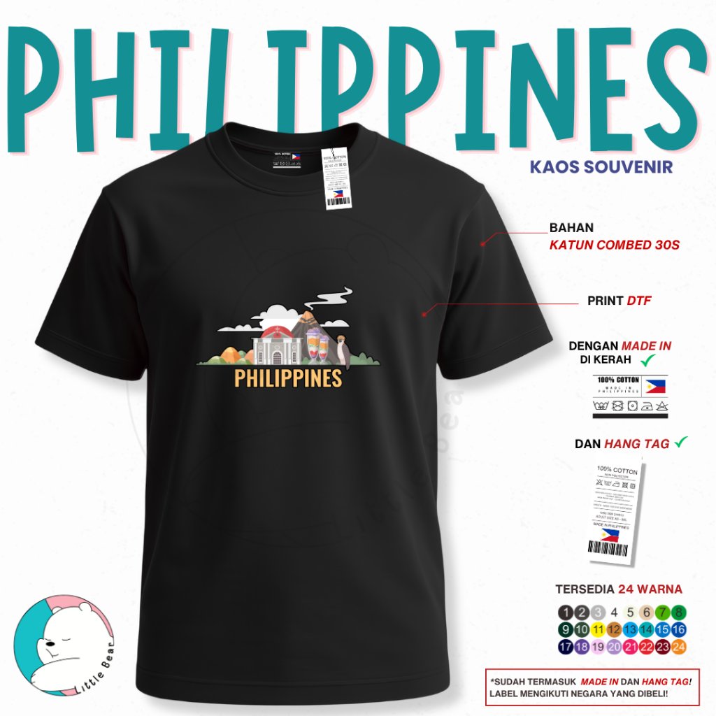 LITTLEBEAR KAOS OLEH - OLEH PHILIPPINES TSHIRT BAJU SOUVENIR PHILIPPINES TYPE 6