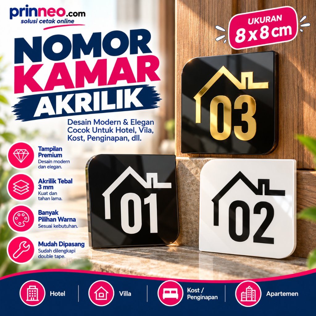 NOMOR RUMAH AKRILIK, NOMOR RUMAH AESTHETIC, NOMOR RUMAH TEMPEL DINDING, NOMOR KAMAR KOST
