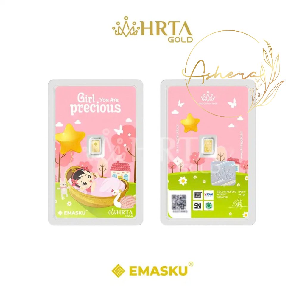 AsheraGold EMASKU Hartadinata Baby Born Girl 0,1 0,25 dan 0,5 gram LM LA Emas Logam Mulia