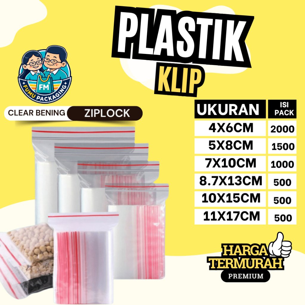 Plastik Klip ZipLock  Bening  /Plastik Klip Makanan/Zipper Bag/Plastik makanan Food Grade