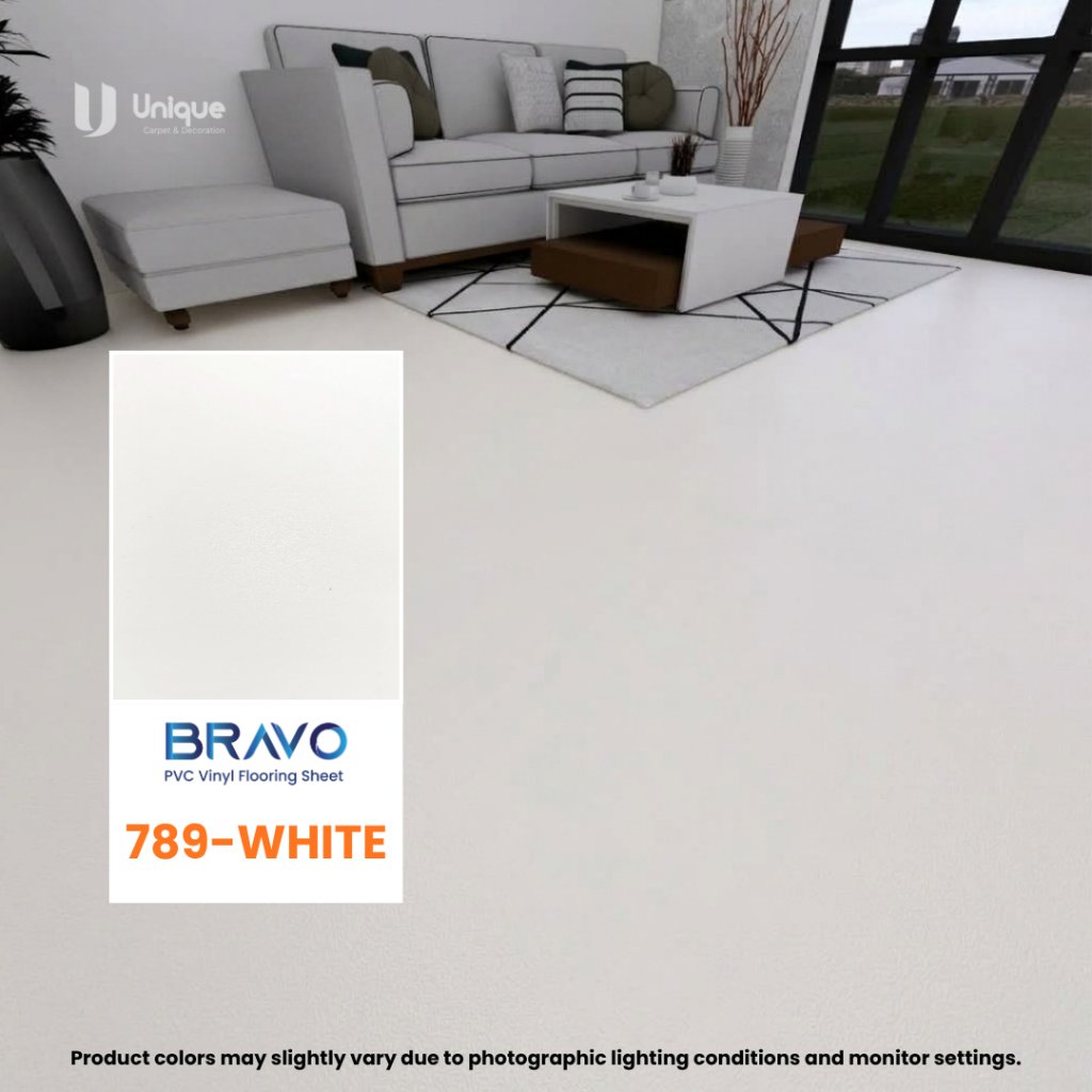 Vinyl Lantai Bravo Polos Warna Putih / Vinyl Lantai Meteran / Vinyl Lantai Roll / Vinyl Lantai Murah