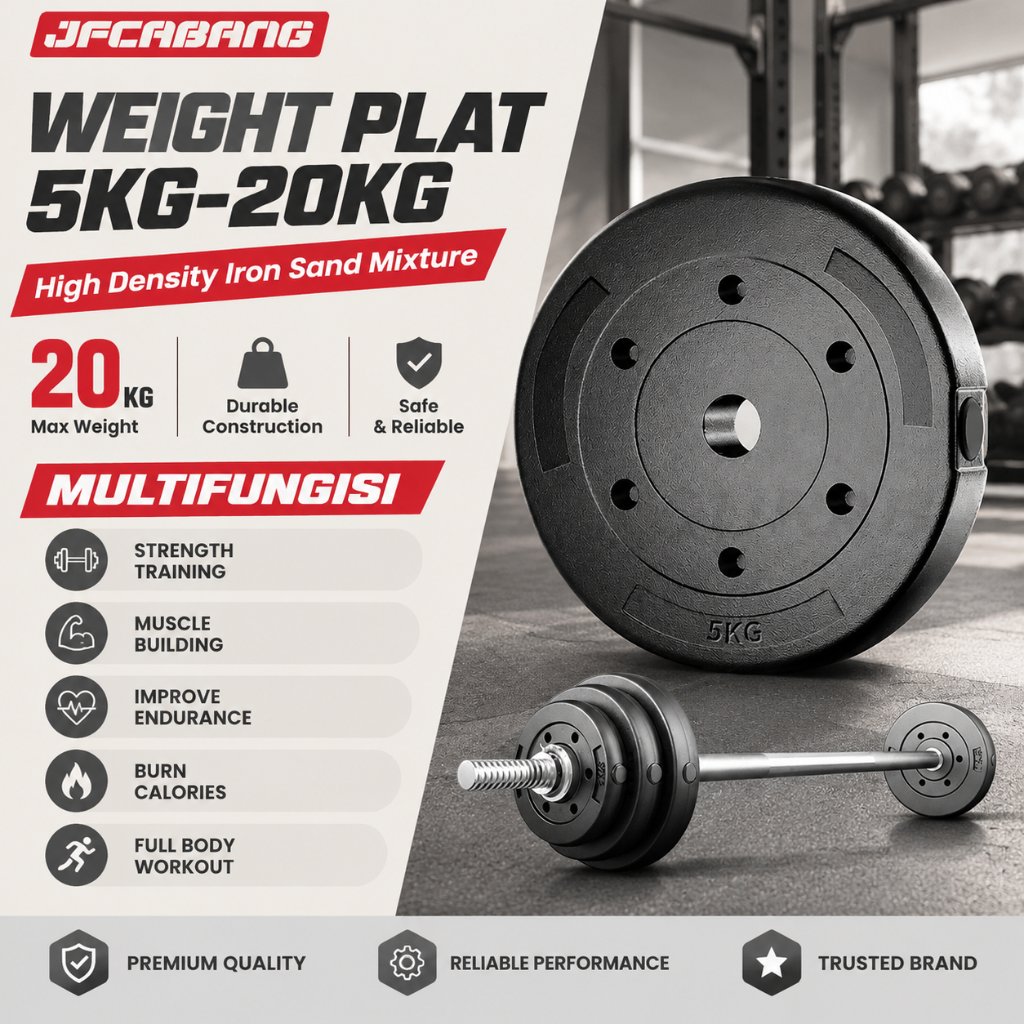 7.5KG/10KG Weight Plate 3CM Barbell Plate PVC Piringan Beban Plat Barbel Dumbell Rubber Cement Plate
