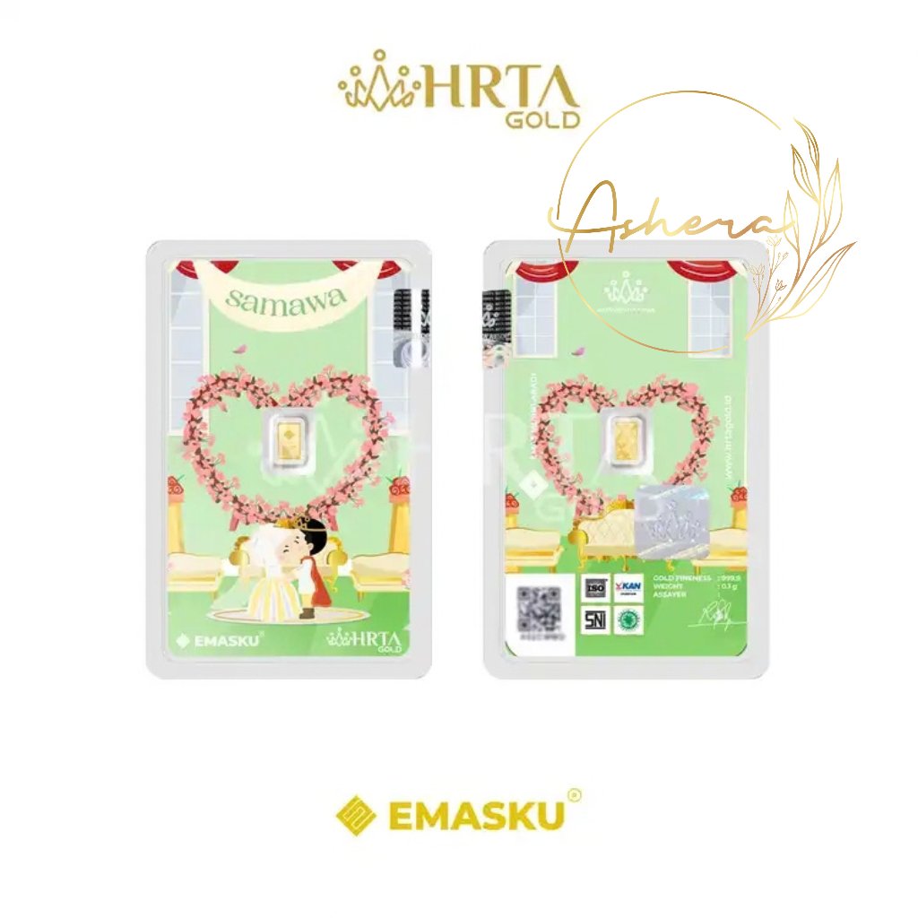 AsheraGold EMASKU Hartadinata Wedding Samawa 0,1 0,25 dan 0,5 gram LM LA Emas Logam Mulia