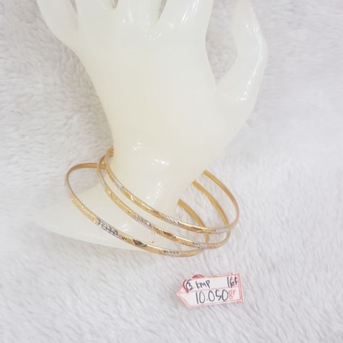 GL134i247i Gelang keroncong isi 3 model batik kombinasi emas putih 10.050gr 16K