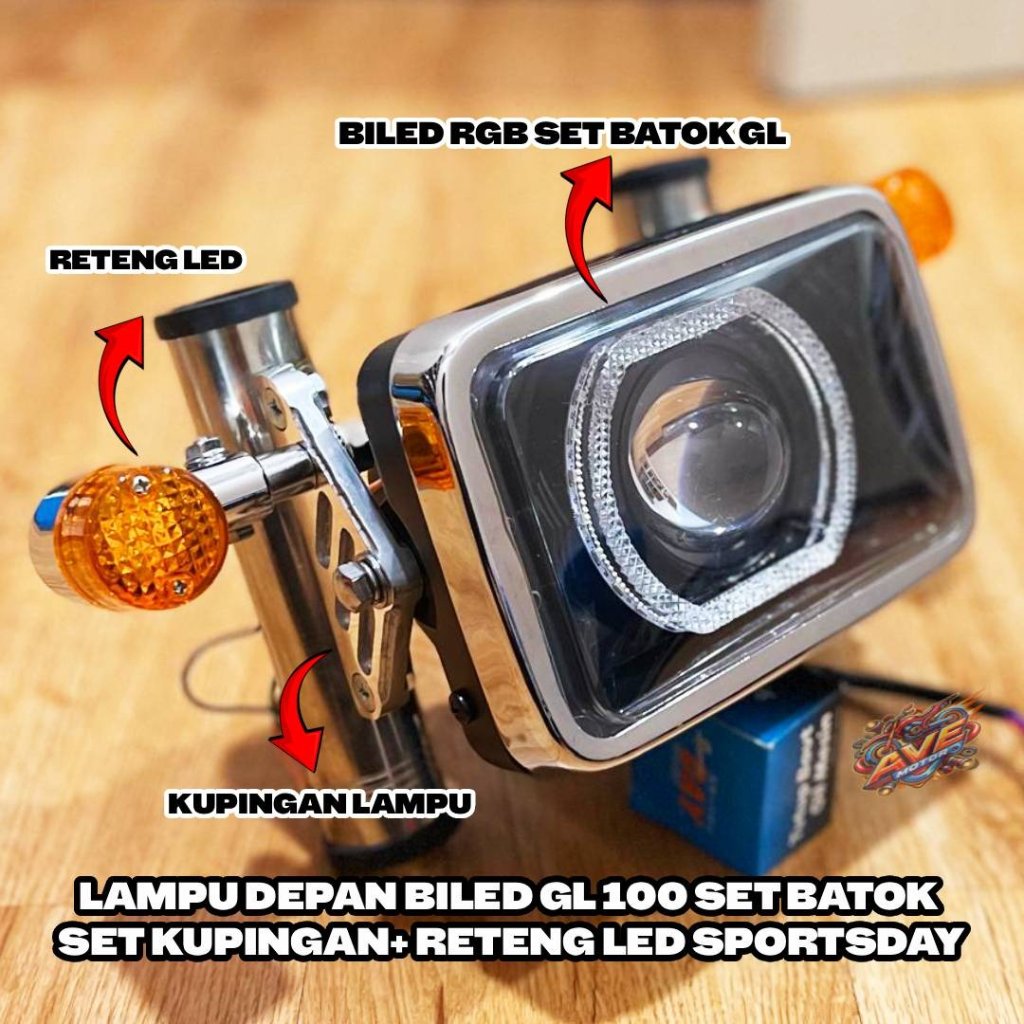 Lampu Depan BILED GL 100 Set Batok Kupingan Reteng LED Sportsday PNP GL Pro GL Max