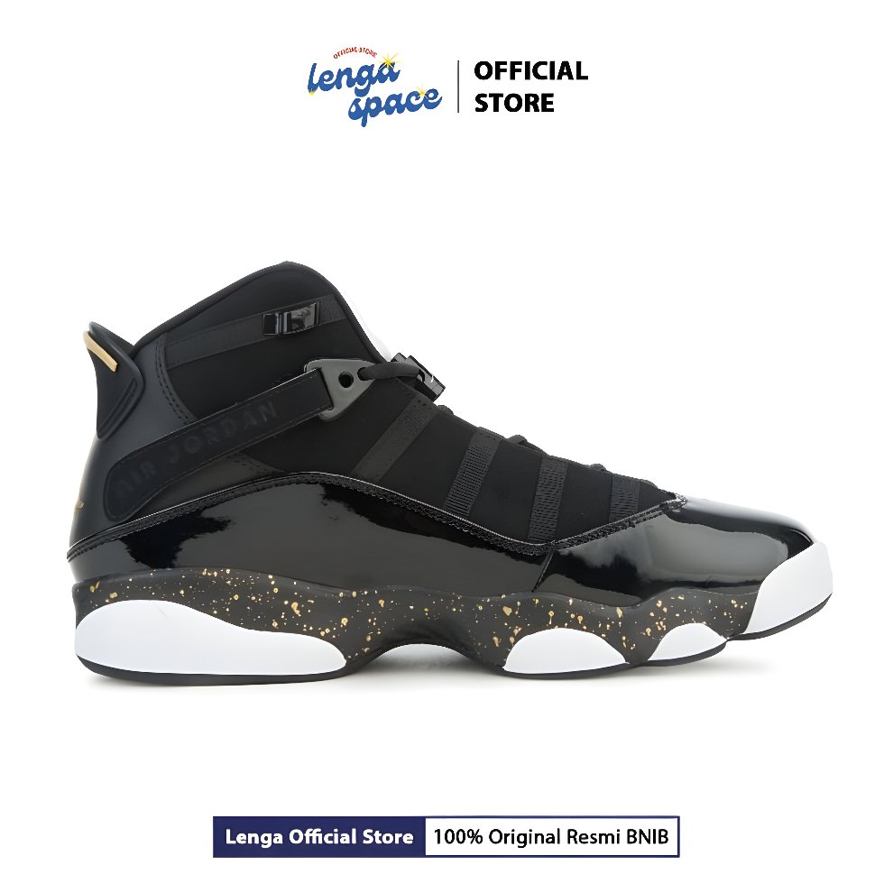 Sepatu Basket Pria Jordan 6 Rings Men's Basketball Shoes - Black/Metallic Gold-White (322992-007) Or