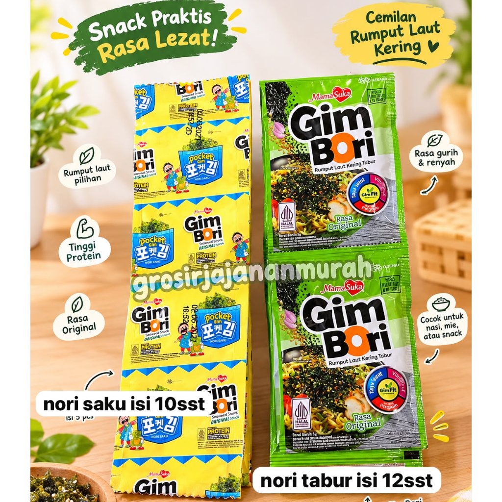 MAMASUKA NORI SAKU RUMPUT LAUT KERING PANGGANG ORIGINAL SPICY MAKANAN RINGAN CEMILAN ANAK ENAK MURAH