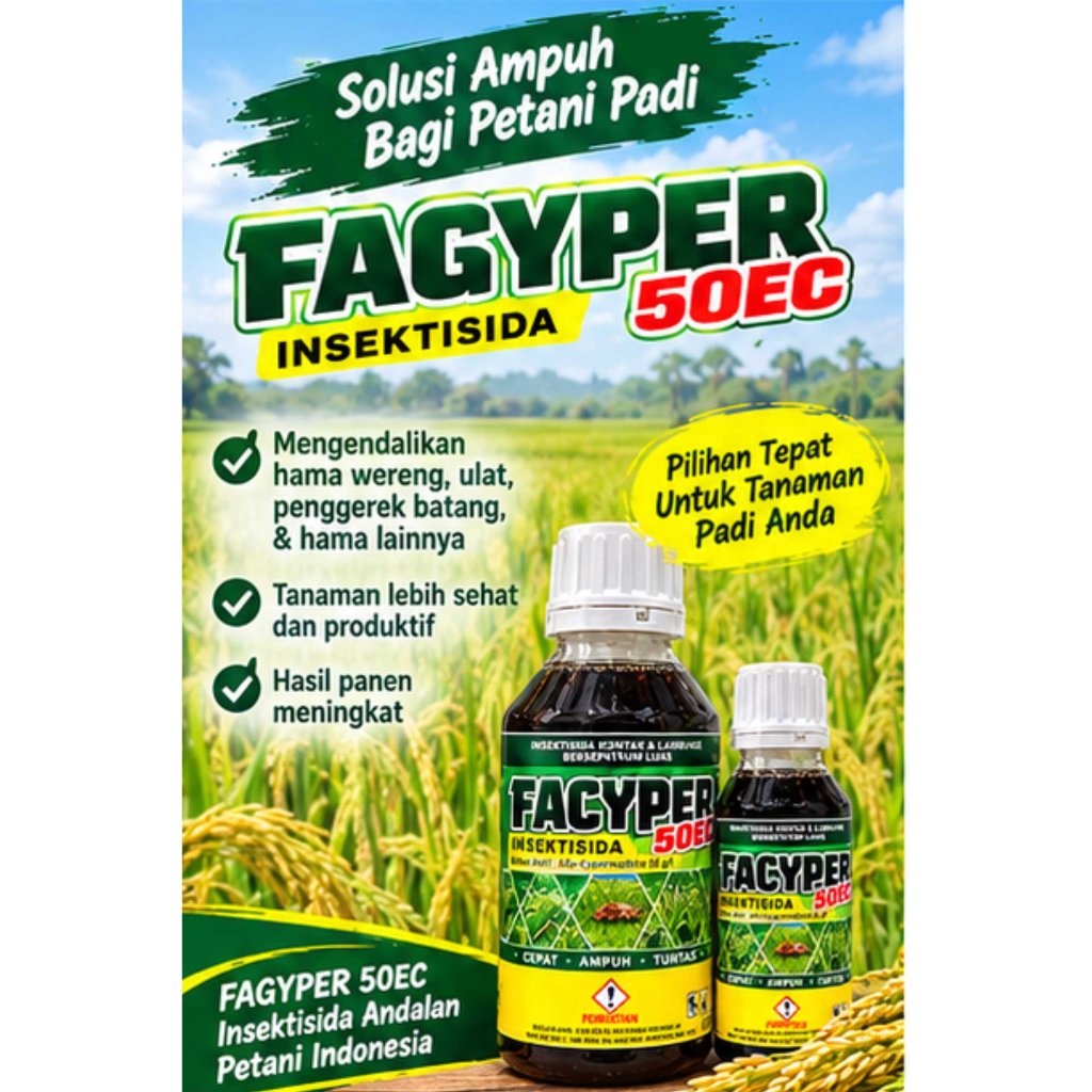 FACYPER 50EC Insektisida Alfa-Cypermethrin 50 g/L Obat Hama Belalang Kuning & Serangga pada Tanaman 