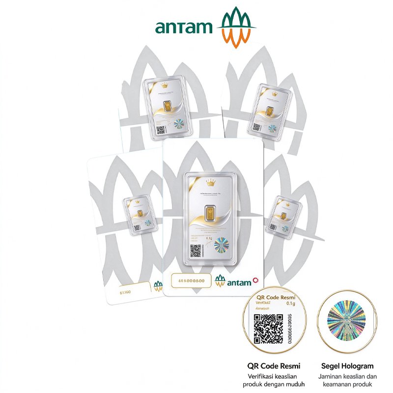 Emas ANTAM 0.1 0.25 Gram 24K Original Kemurnian 99.9% Bersertifikat Resmi Cocok untuk Koleksi dan In