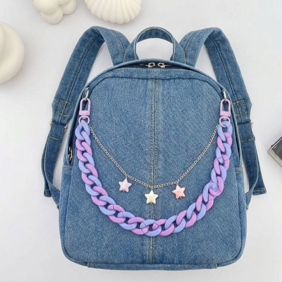 Charm Gantungan Tas Rantai Bintang  Gantungan Rantai Celana Jeans Warna Warni Rantai Keychain