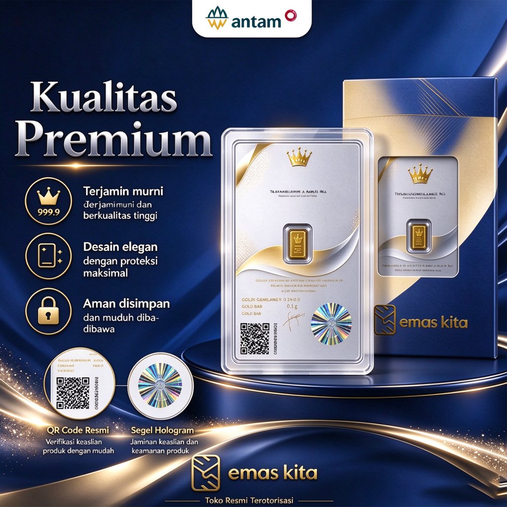 Emas ANTAM 0.1 0.25 Gram 24K Original Kemurnian 99.9% Bersertifikat Resmi Cocok untuk Koleksi dan In
