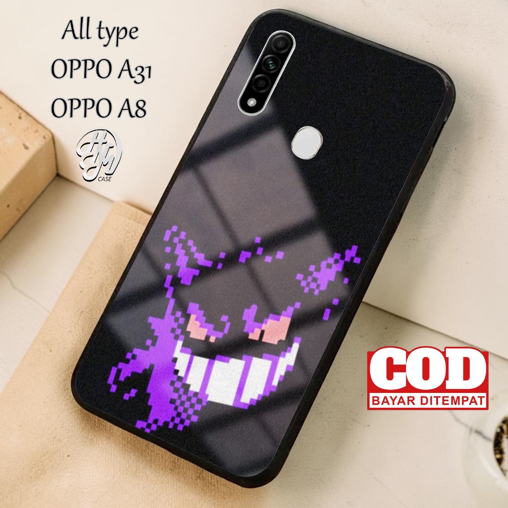 Casing Hp Untuk Oppo A31 / Oppo A8 Terbaru - Fashion Black Pokemon Case Murah Softcase Hardcase Glos