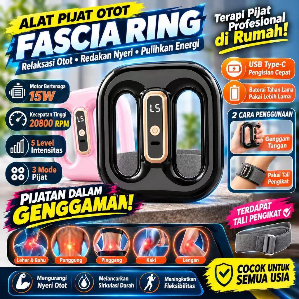 Alat Pijat Otot Cincin Fascial Multifungsi Body Massager Plastik Tahan Lama Warna Hitam Pink 5 Tingk