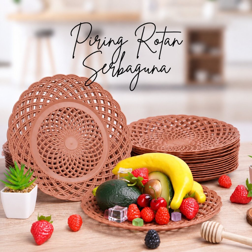PIRING ROTAN PLASTIK  1 LUSIN