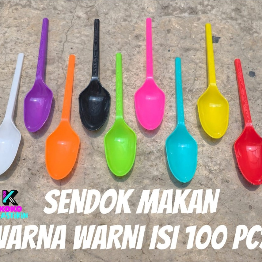Sendok Makan Plastik Warna Premium isi 100 pcs / Sendok Plastik Warna Warni
