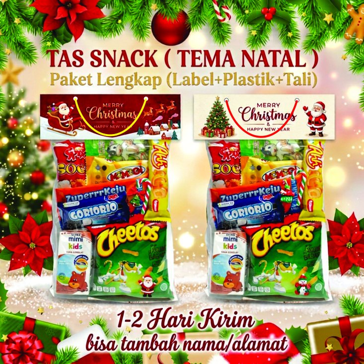 LABEL SNACK / TAS SNACK TEMA NATAL PREMIUM