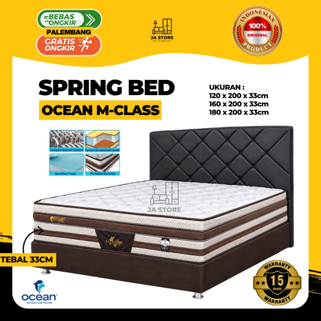 Kasur Spring Bed Ocean M-Class Vitto Tebal 33cm / M Class Plushtop Hotel Palembang Berkualitas Garan