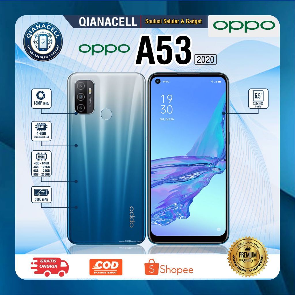 HP OPPO A53 Second Ram 4/64 Ram 4/128 Ram 6/128 HP Normal Siap Pakai Garansi 1tahun
