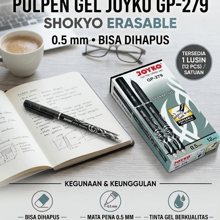 (1 PACK) PULPEN GEL JOYKO GP-279 BISA DIHAPUS