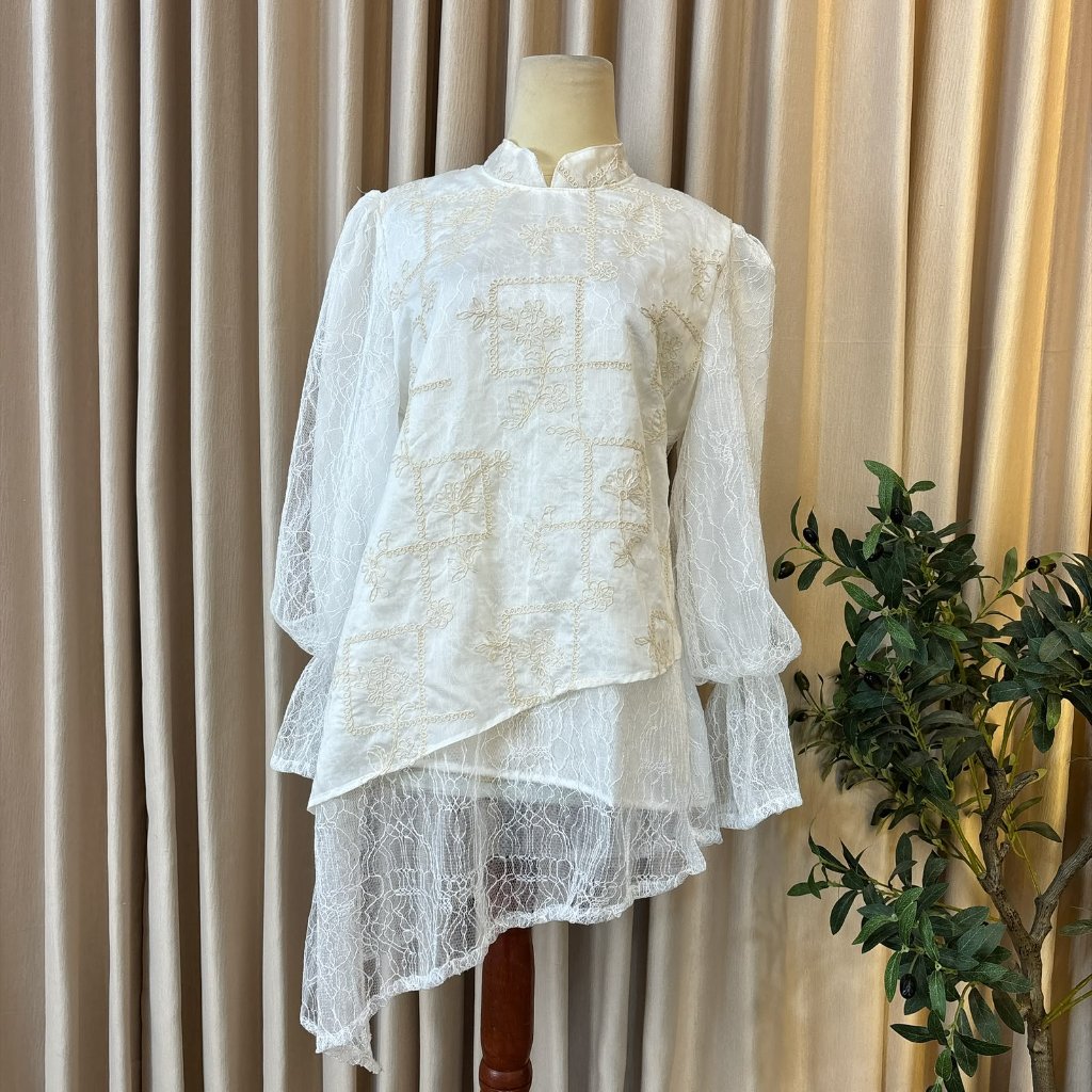 Delova Wardrobe - KHAILA Blouse Lace Cantily Modern Kondangan, Rayya Wanita