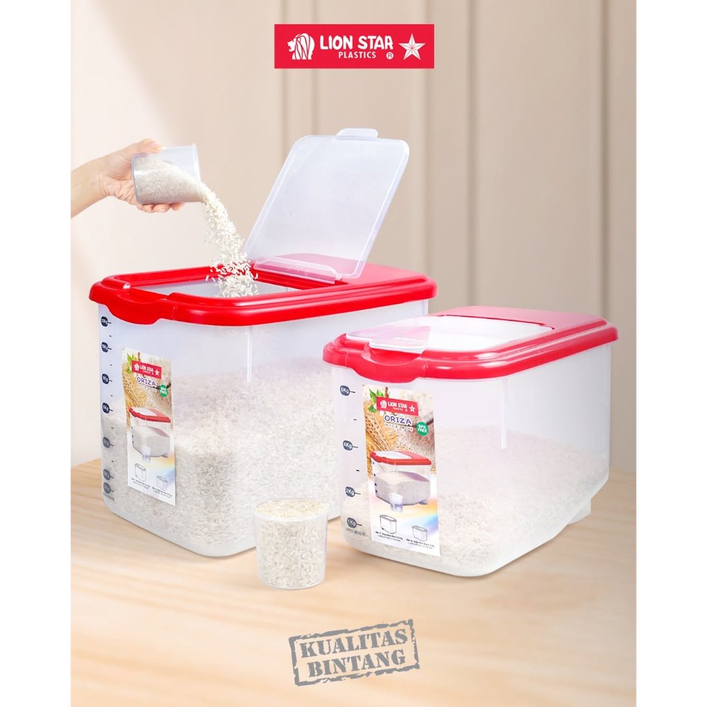 MICTON Lion Star Oriza Rice Box RB-16 6.5 Kg RB-17 12.5 Kg Tempat Penyimpanan Beras dengan Tutup Gel