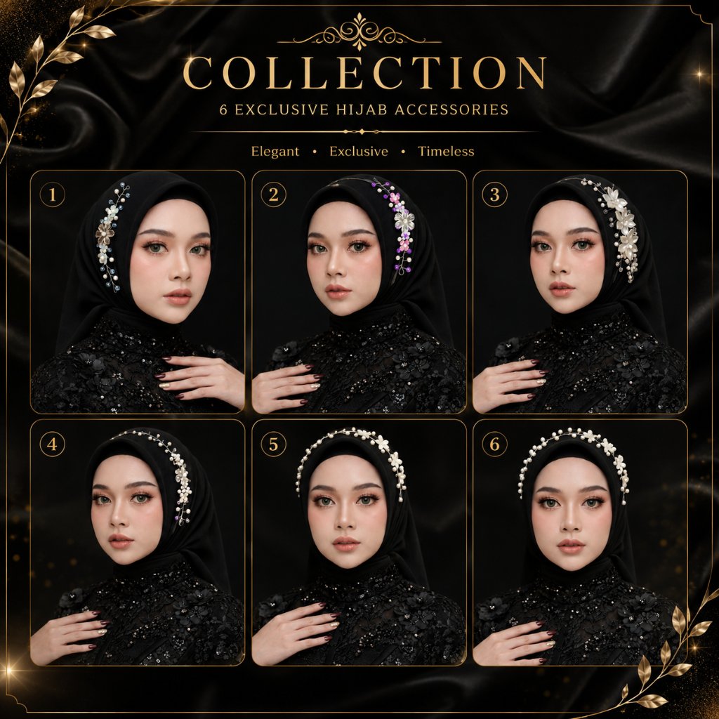 RISAOSHOP - Mahkota Headpiece Hijab Mutiara Premium / Hiasan Rambut Pesta Jilbab Pengantin untuk wis