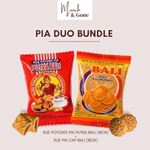 [Munch & Gone] PIA DUO BUNDLE - Kue Potong Pia Putra Bali (1 Box) + Kue Pia Cap Bali (1 Box)