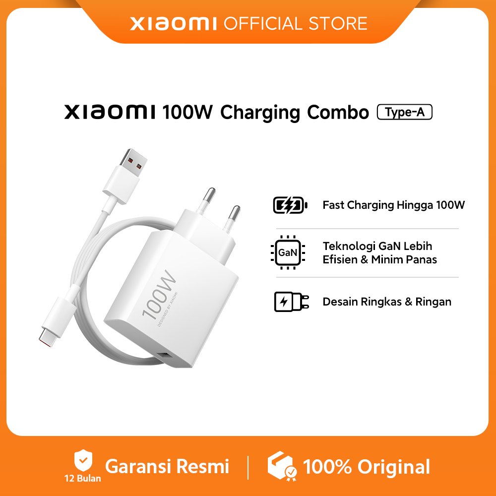 Xiaomi 100W Charging Combo (Type-A) EU | Fast Charging 100W | Teknologi GaN Lebih Efisien & Minim Pa
