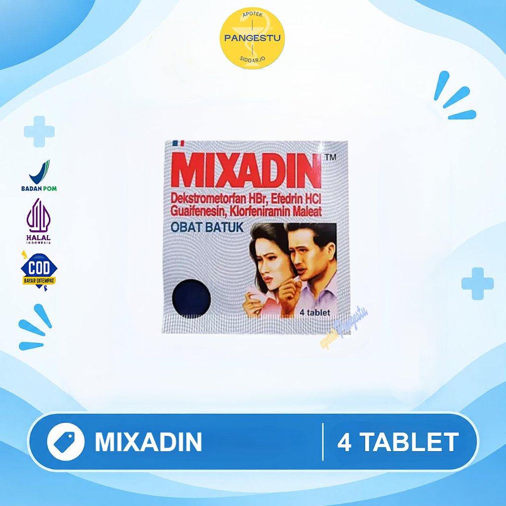 Mixadin 1 Strip 4 Tablet / Batuk Kering Gatal & Berdahak / Miksadin Misadin