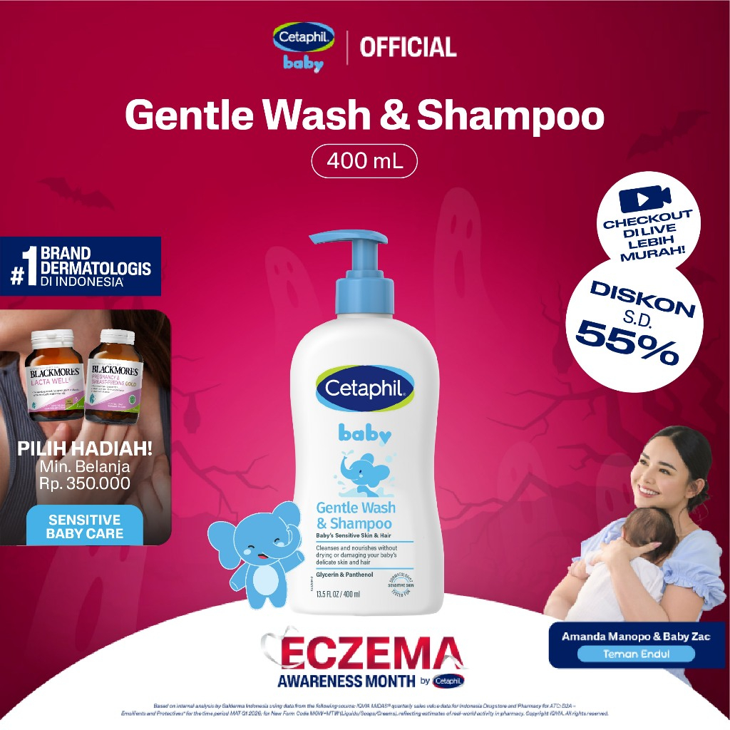Cetaphil Baby Gentle Wash & Shampoo 400ml dengan Glycerin dan Panthenol Sabun Mandi dan Shampo untuk