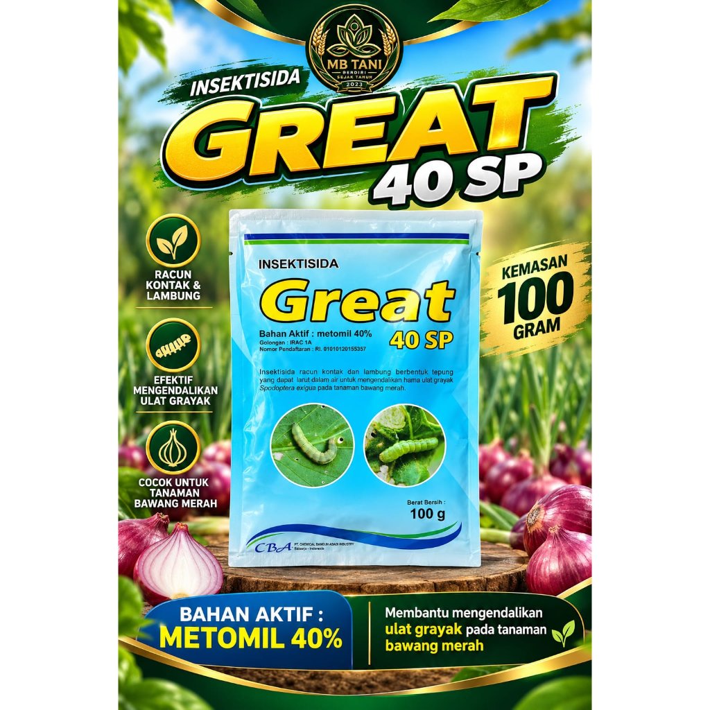INSEKTISIDA GREAT 40 SP PEMBASMI ULAT KEMASAN 100 GRAM DAN 200 GRAM ORI