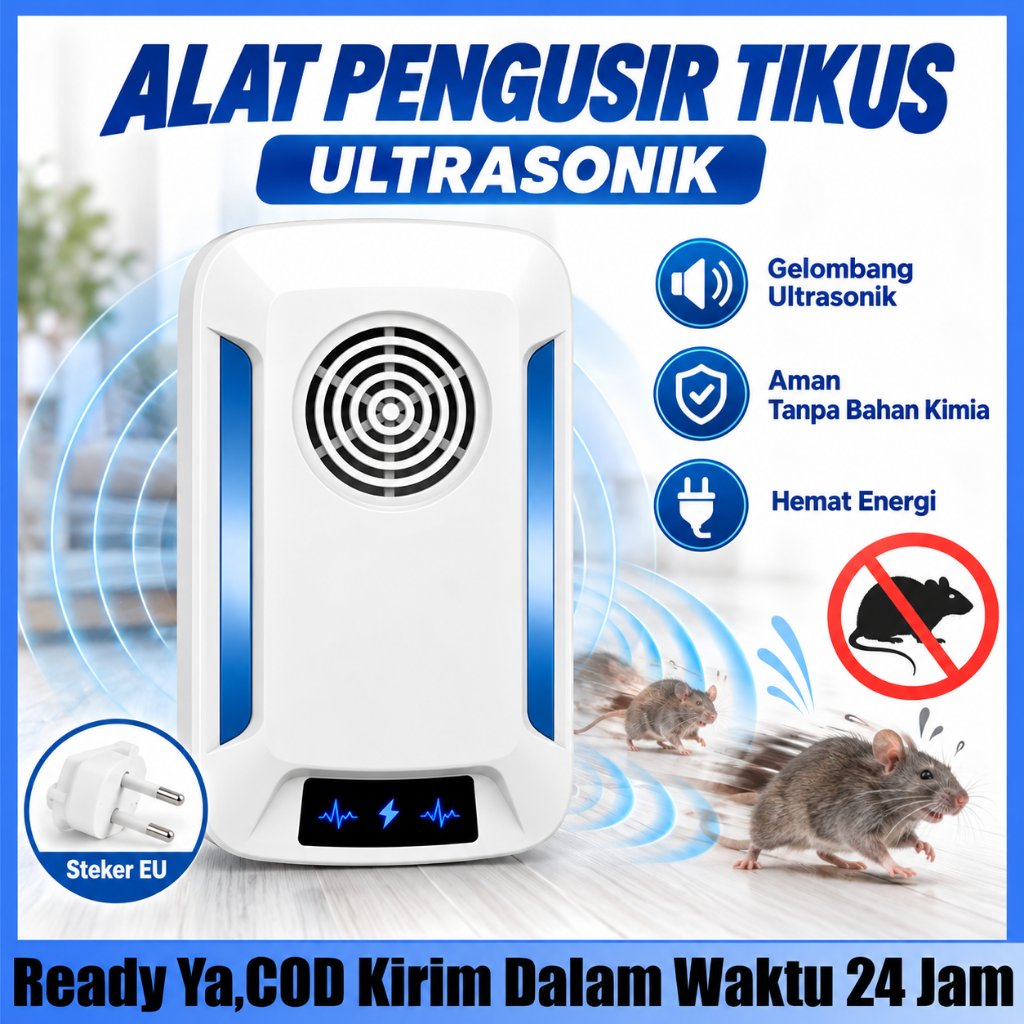 /Stok SiapPengusir Tikus Ultrasonik Pengusir Tikus Nyamuk Laba-laba Pengusir Hama Ultrasonik Anti Ti