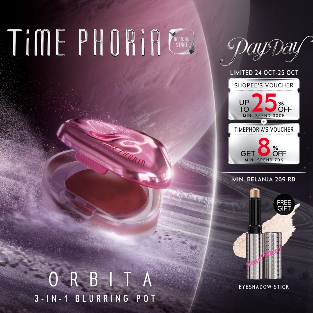 LIMITED 69K TIMEPHORIA Orbita Lip And Cheek Blurring Pot 3 in 1 Blurring Pot-Lip Cream Lucu Lipstik 