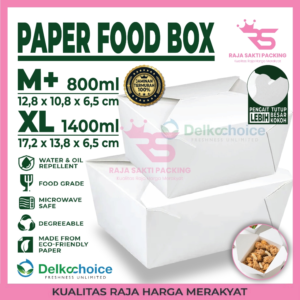 Foodpail Paper Lunch Box Kotak Makanan Rice Box Makanan Food Grade Ivory White Pail Delkochoice Term