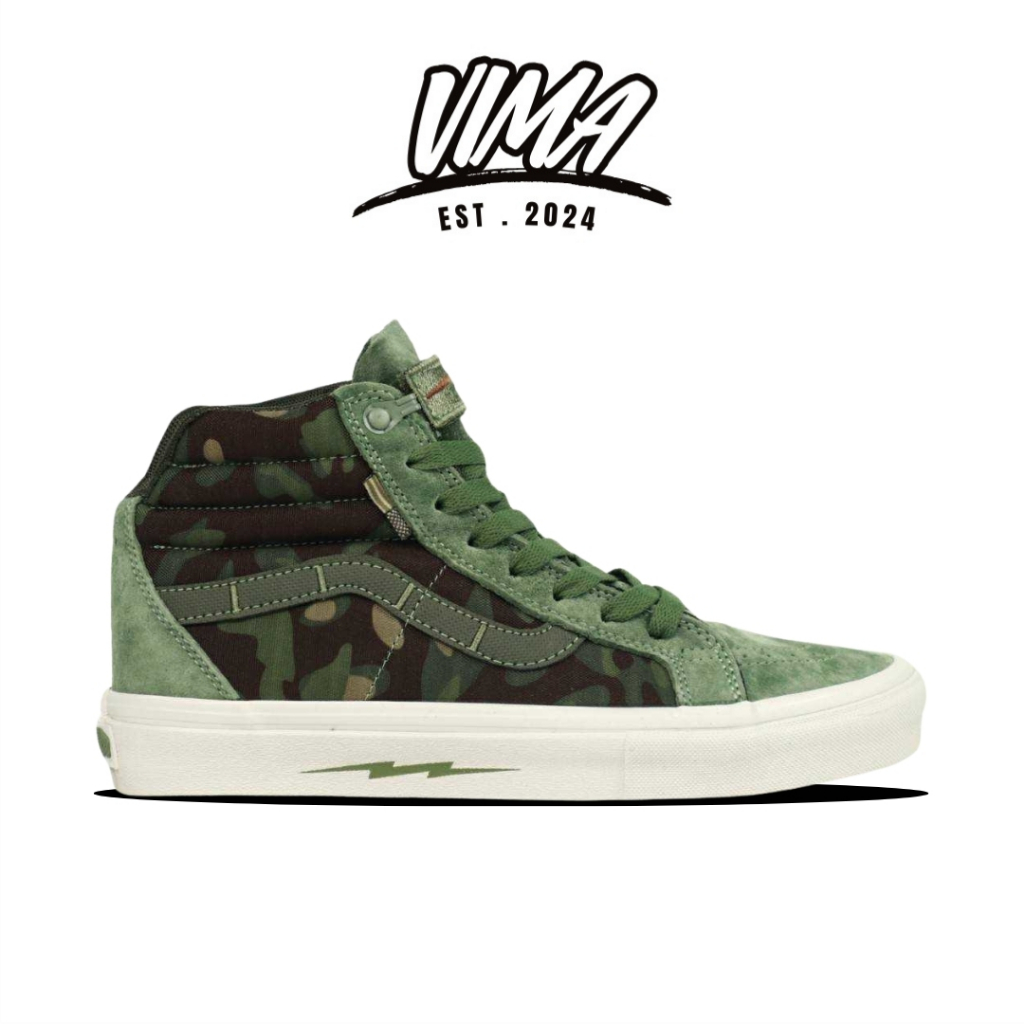 Sepatu Vans Sk8 High Notchback Defcon Multicam Jungle Green Camo
