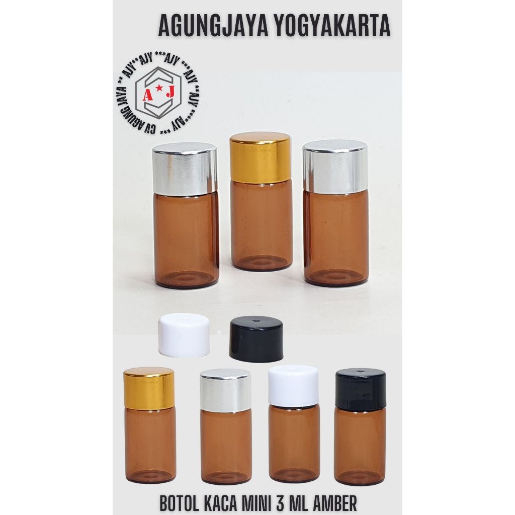 Botol Kaca Mini 3 Ml Tabung Amber / Botol Kaca /  Botol Kaca Mini / Botol Parfum 3 Ml  / Botol Kaca 