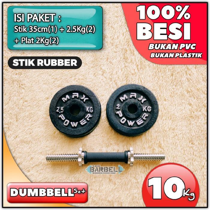 gtSport- Barbel 10Kg Stik Rubber - Dumbbell Set 10Kg - Dumbell 10Kg - Dumble 10Kg