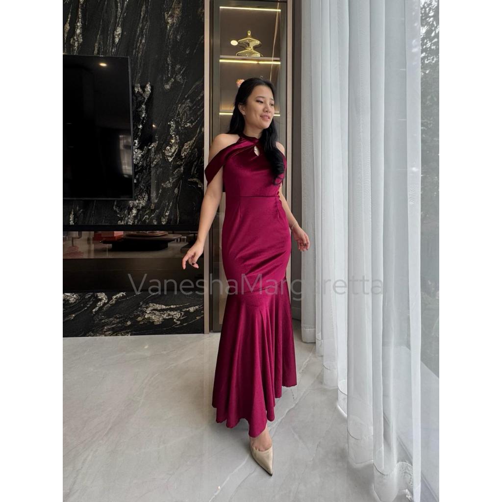 [VM] - 9070 - Longdress Bludru / Dress Pesta / Dress Panjang / Longdress Bludru / Longdress Pesta