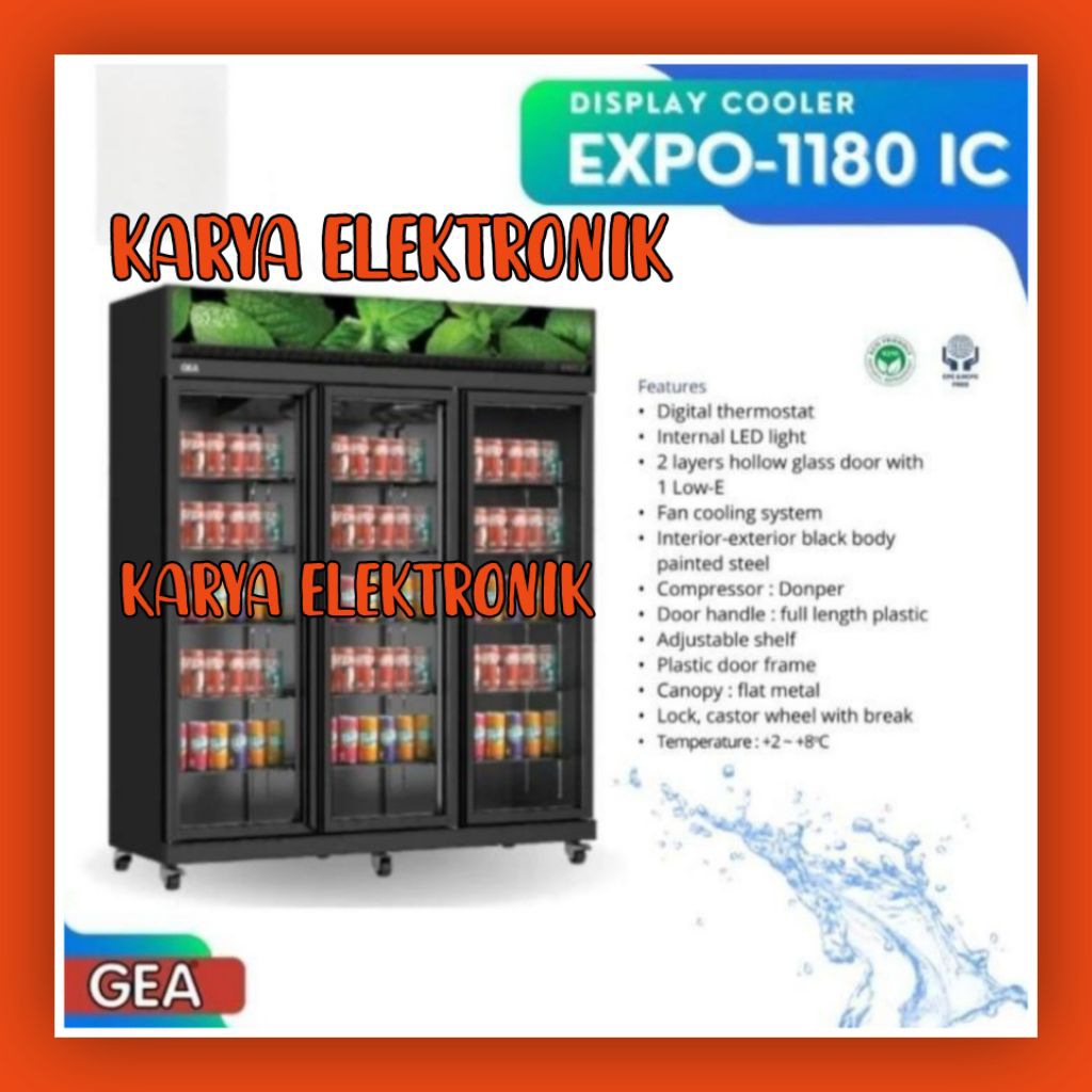 SHOWCASE GEA 3 PINTU EXPO-1180IC BLACK SERIES GARANSI 5 TAHUN