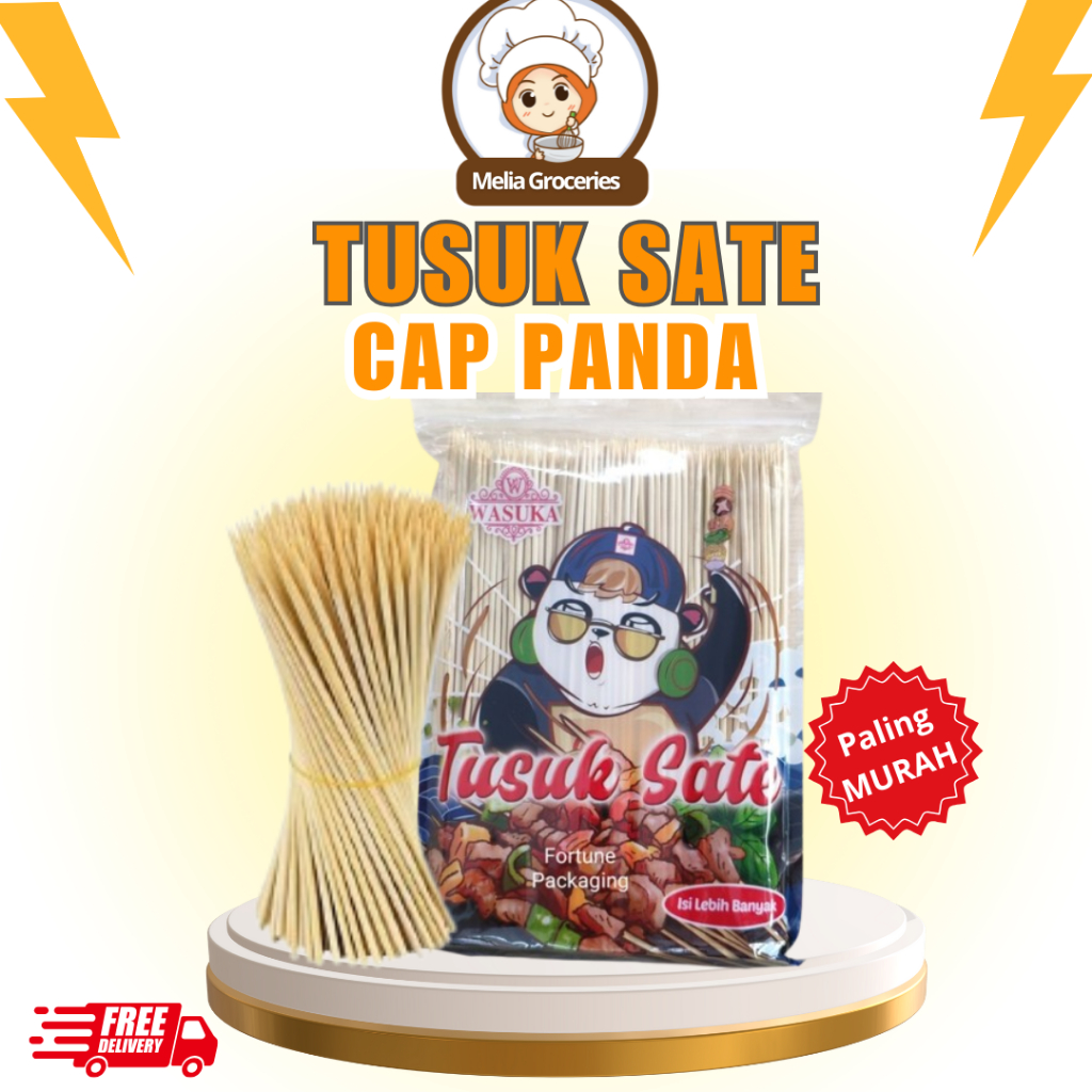 Tusuk Sate Cap Panda/ Tusuk Sate Import berkualitas / Tusuk Sate Bambu Cap Panda