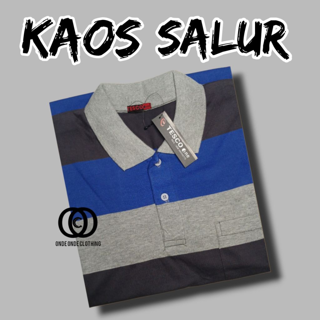 Kaos kerah Pria Dewasa Motif Salur Afada Saku Depan Lengan Pendek Berkerah Salur Bapak Bapak