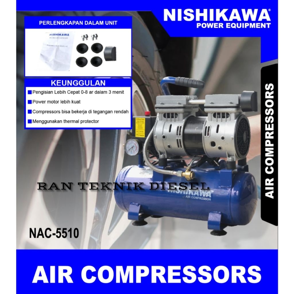 Kompresor Udara / Air Compressor NISHIKAWA NAC 5510 Tangki 9 Liter