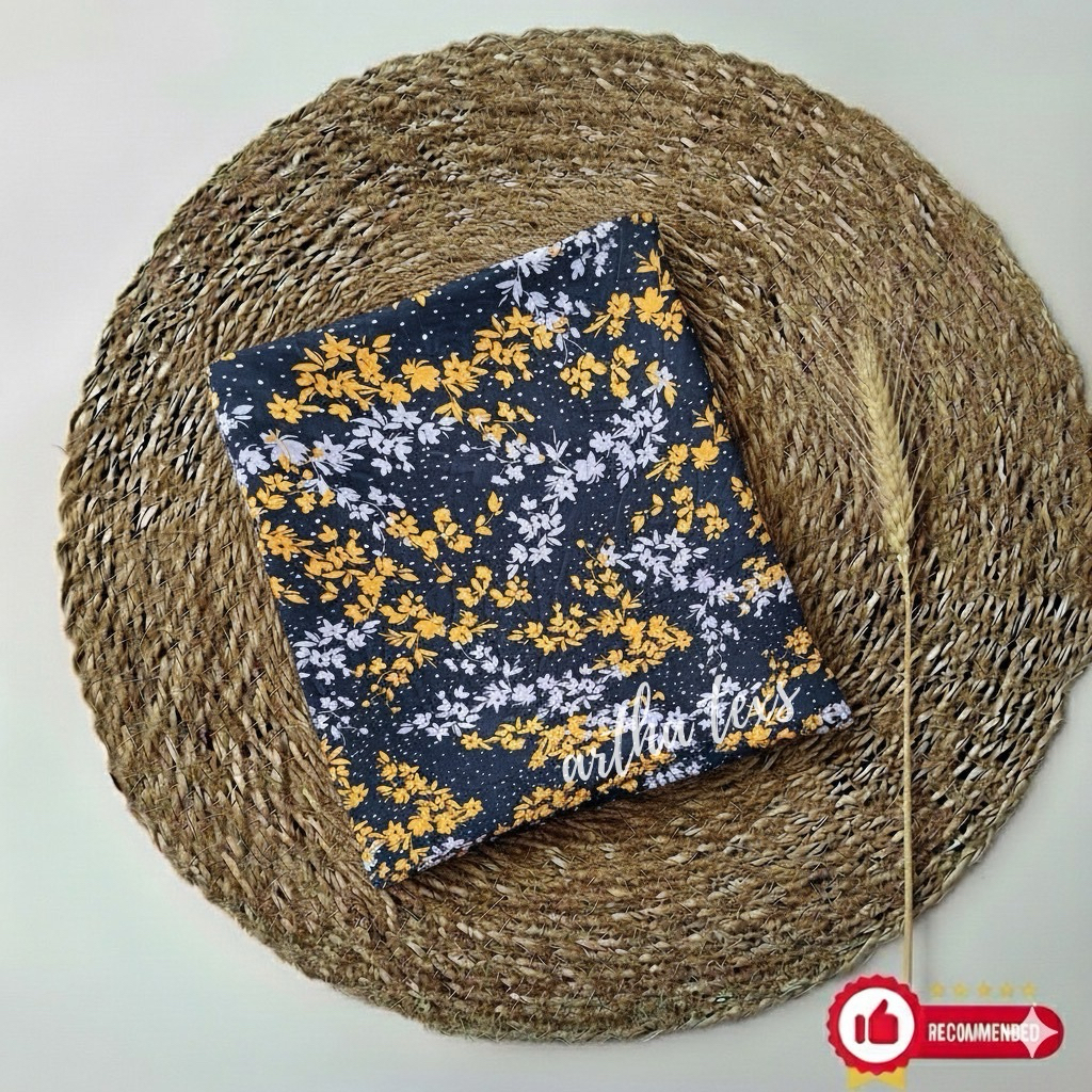 kain katun rayon twill motif bunga