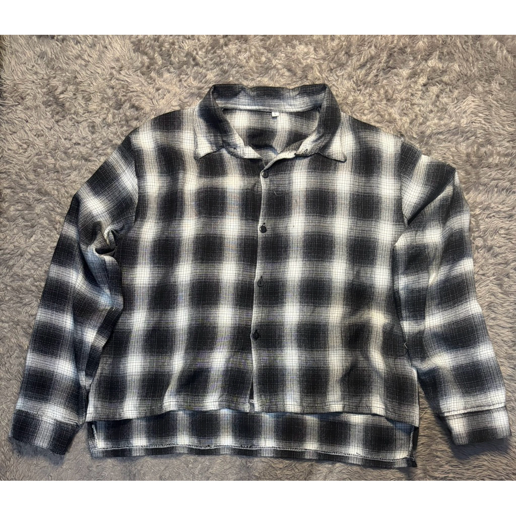 kemeja wanita kotak kotak crop top