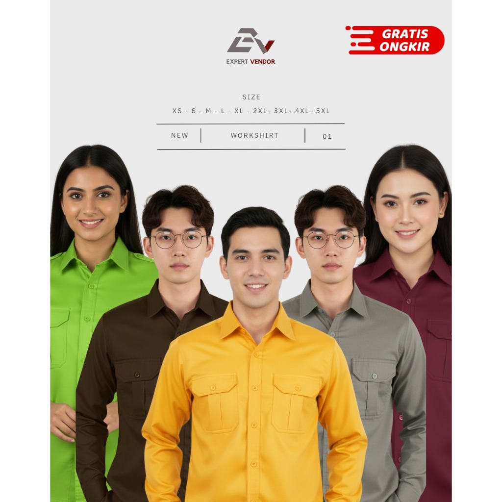BAJU POLOS BASIC / Kemeja Lapangan/ Gunung/ Outdoor / PDL/ PDH Formal Panjang Warna Hijau Muda/ Pupu